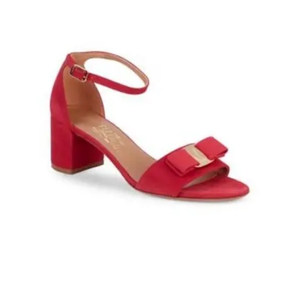 FERRAEGAMO RED SUEDE SHOES! Perfect for the Holidays!